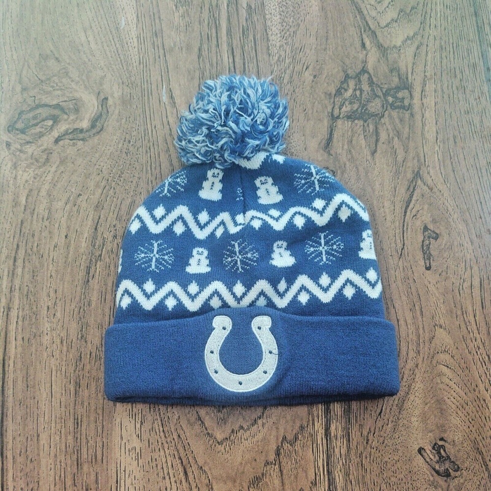 Indianapolis Colts Youth Beanie Winter Hat Skull Cap Christmas Horseshoe Logo